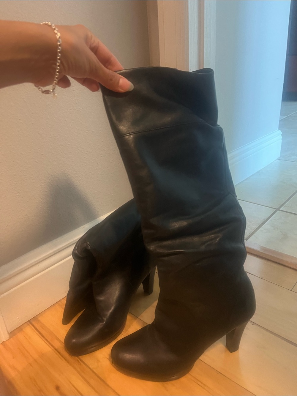 Steve Madden Black Mid-Heel Knee Boots